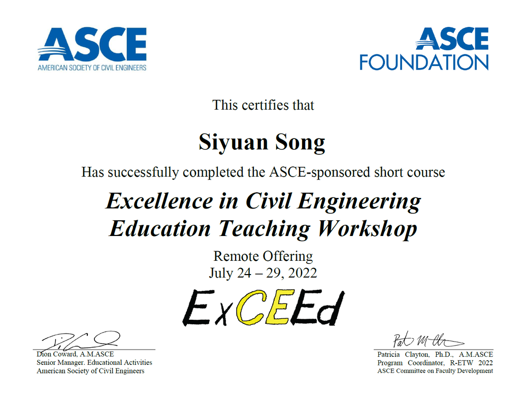 ASCE ExCEEd Fellow Certificate 